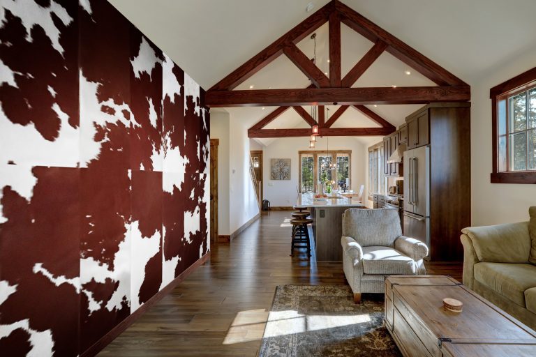 Custom Cowhide Wall Panels in Brown & White Extra Large Reactangular Patches